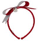 Girls Red & Silver Bow Headband, 1, hi-res